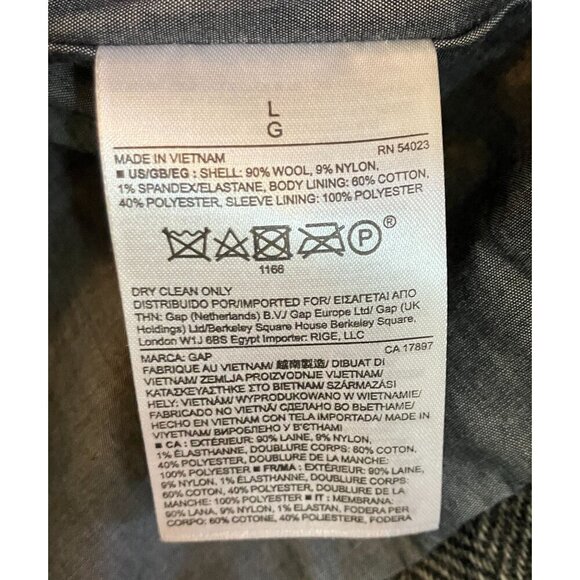 GAP Mens Vintage Y2K Herringbone 2 Button Wool Blazer Size Large Gray AN EXC - Picture 6 of 12